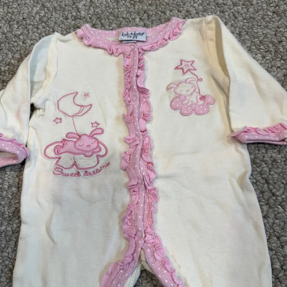 Kyle & Deena Baby Girls Ruffle Bunny Footed Sleeper‎ Pajamas Size 6-9 Months